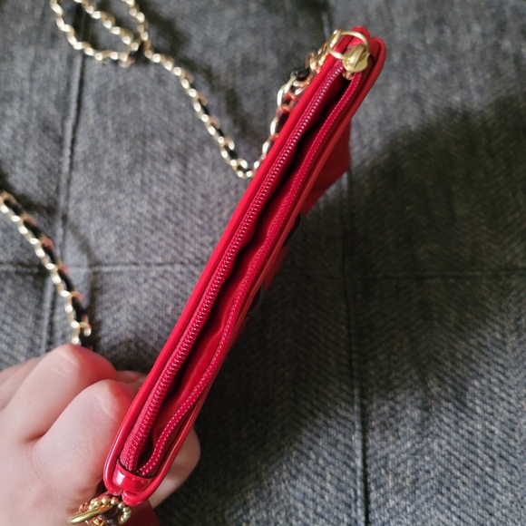 Coach Red Patent Leather Heart Charm Wristlet - Picture 13 of 14